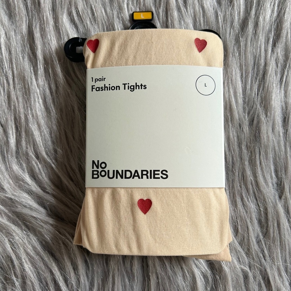 No Boundaries Heart Tights Womens Size Large‎ Nude Beige Sheer